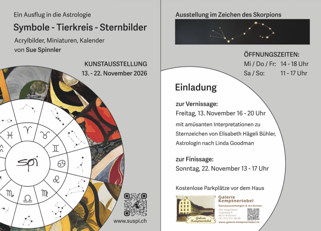 Ausstellung Symbole-Tierkreis-Sternbilder Galerie Kemptnertobel Wetzikon ZH